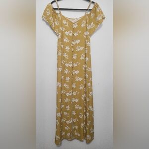 Billabong maxi yellow off shoulder flowy dress